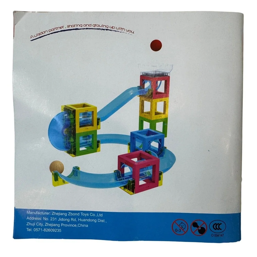 Magnetic Blocks with Running Ball STEM Building Set 54 Pieces Wooden BallsManual